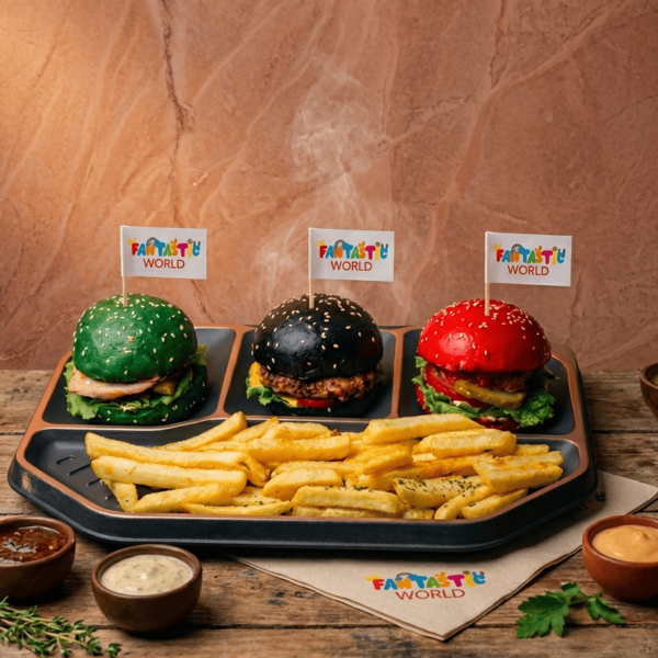 Colorful mini burger x3